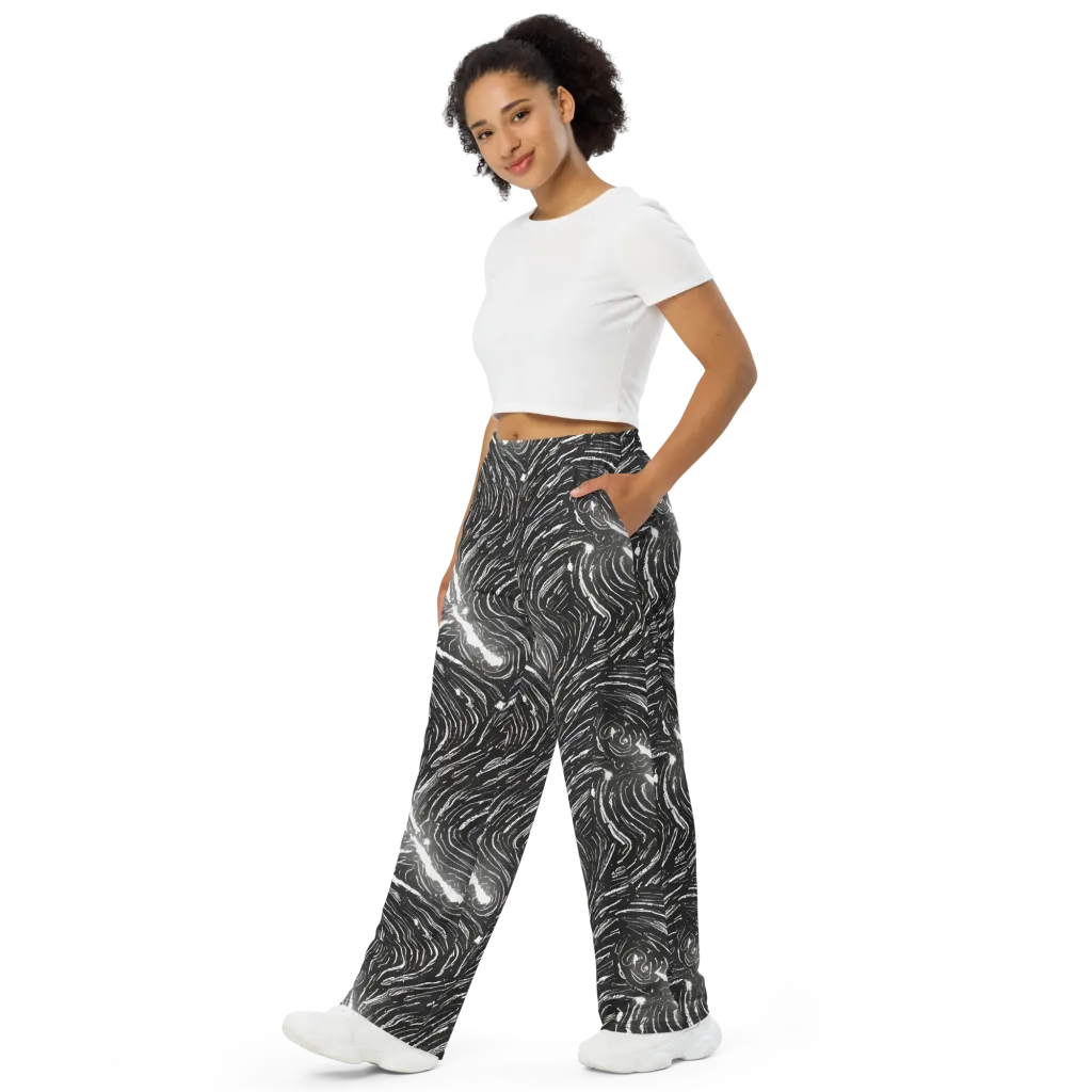 Silver Swirl on Wide-Leg Pants — Left Front