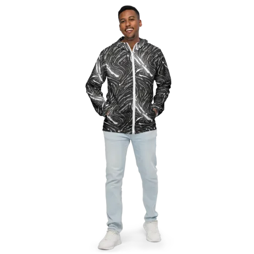 Silver Swirl on a Men's Windbreaker