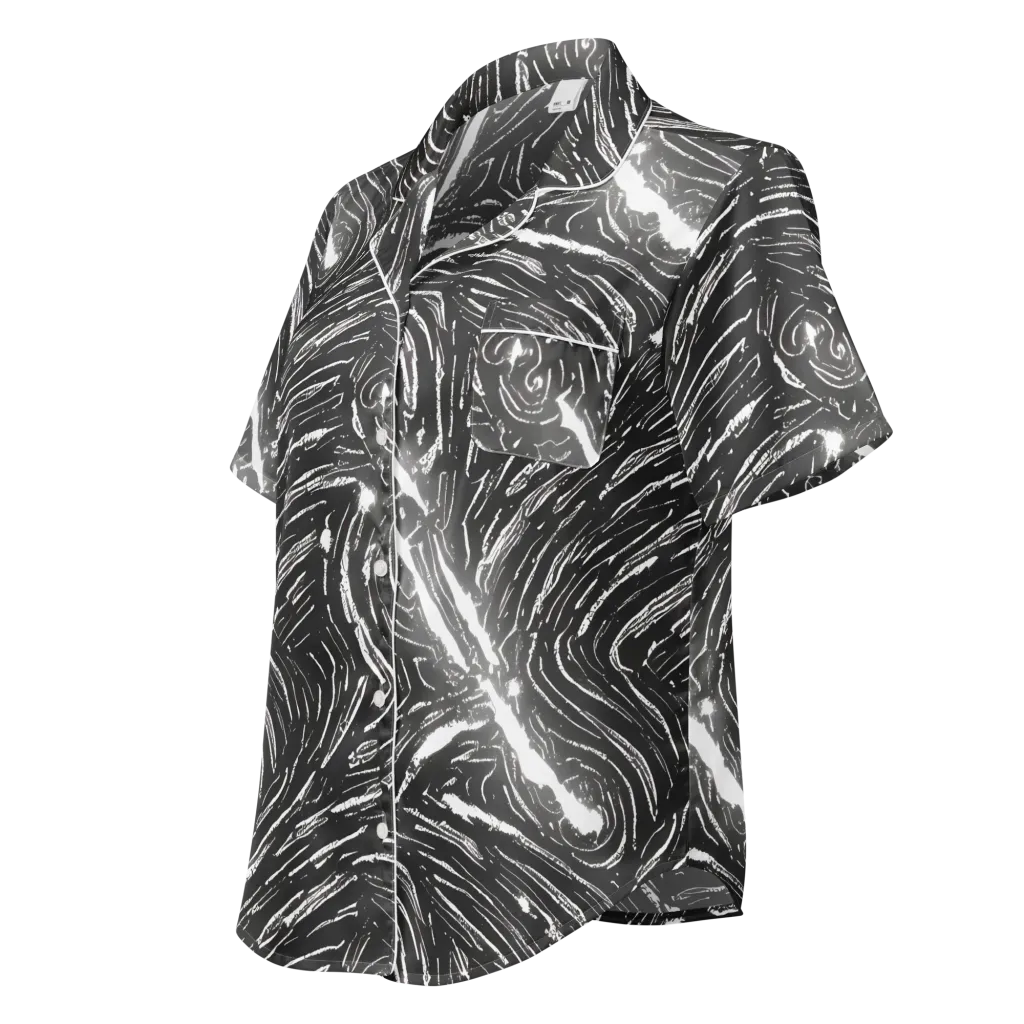 Silver Swirl on Women's Short Sleeve Pajama Top — Left Front