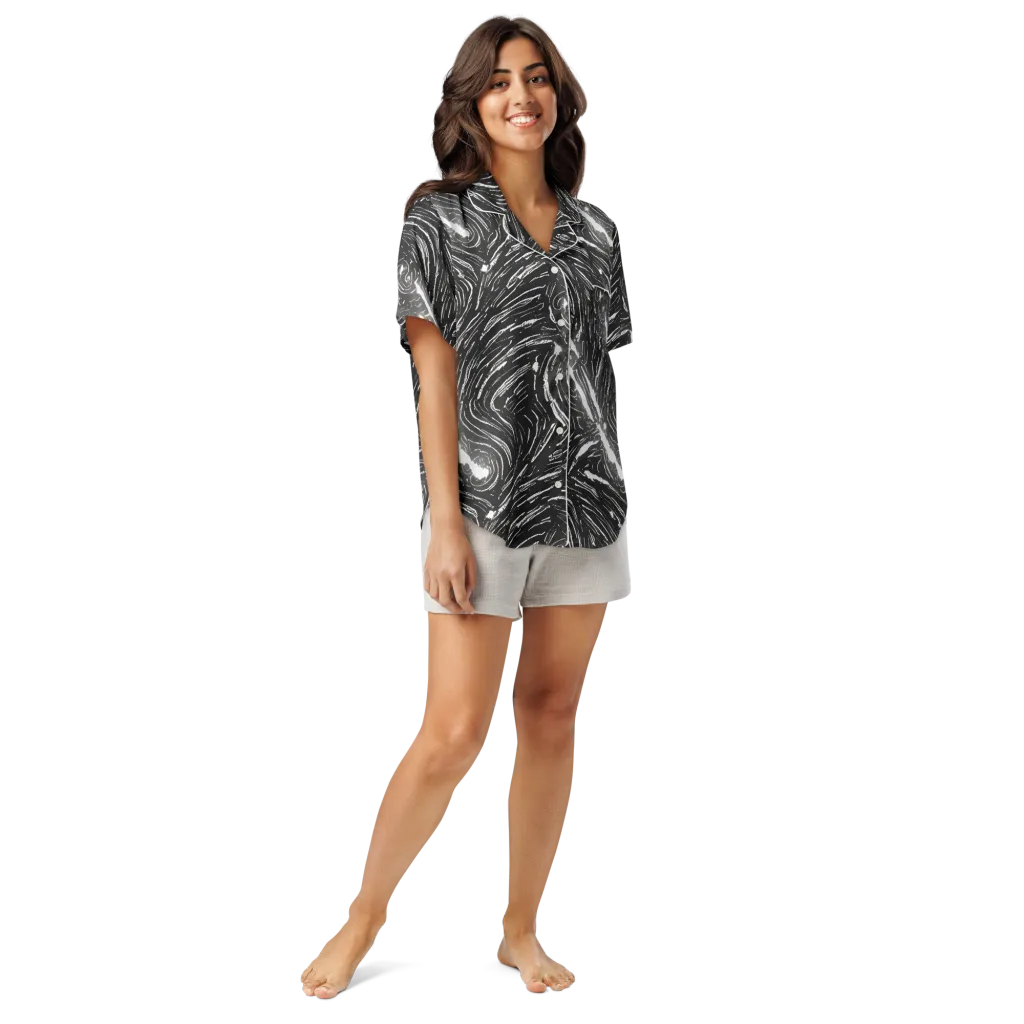 Silver Swirl on Women's Short Sleeve Pajama Top — Front