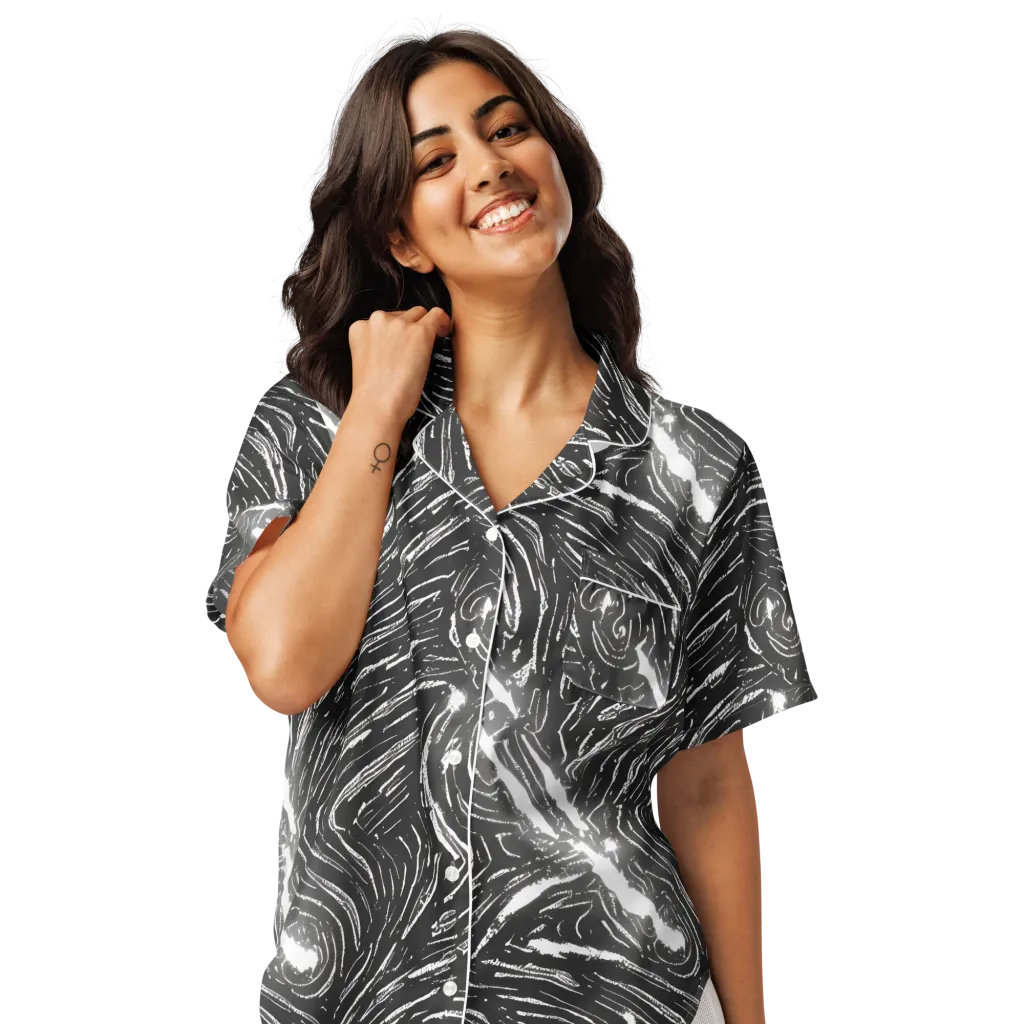 Silver Swirl on Women's Short Sleeve Pajama Top — Front