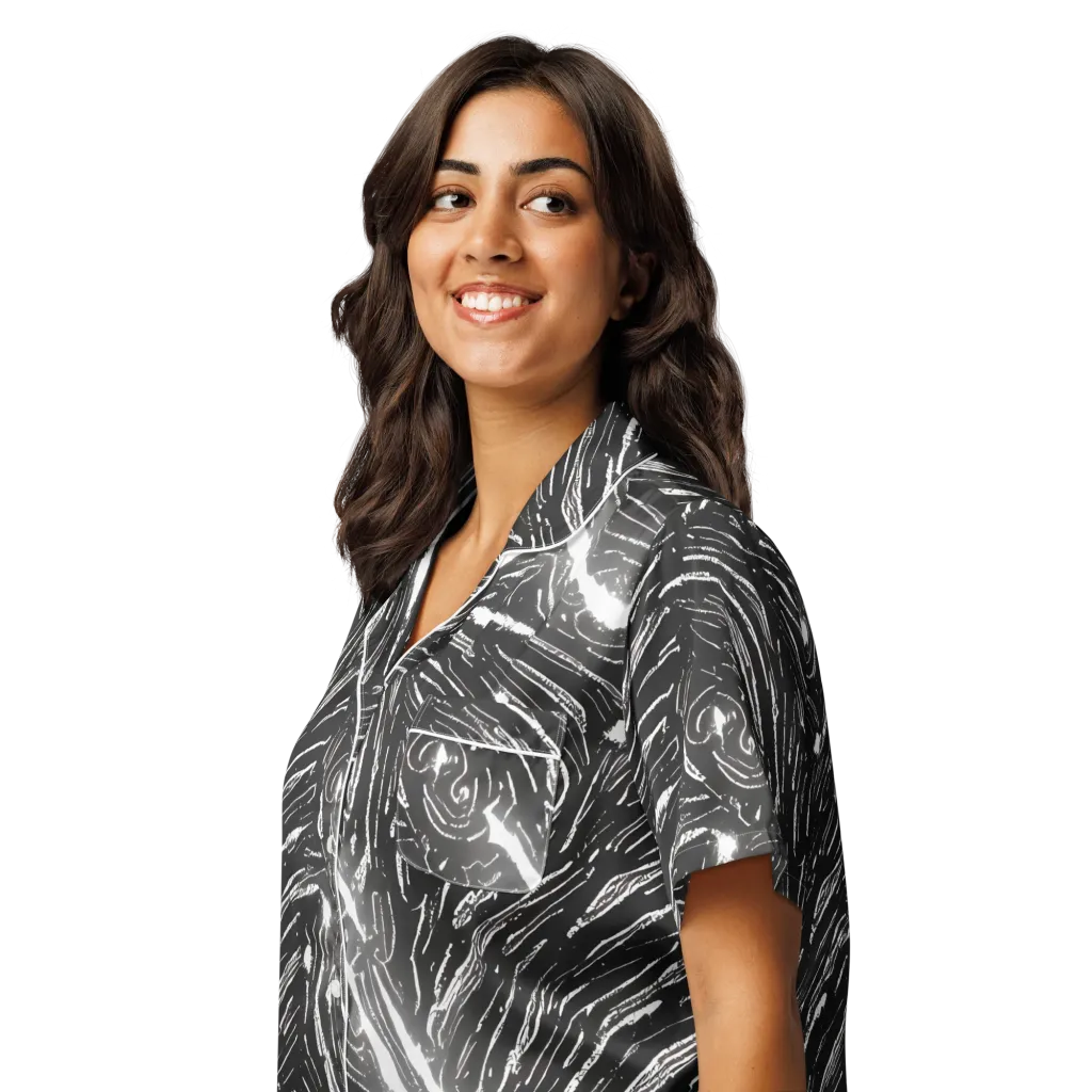Silver Swirl on Women's Short Sleeve Pajama Top — Left Front