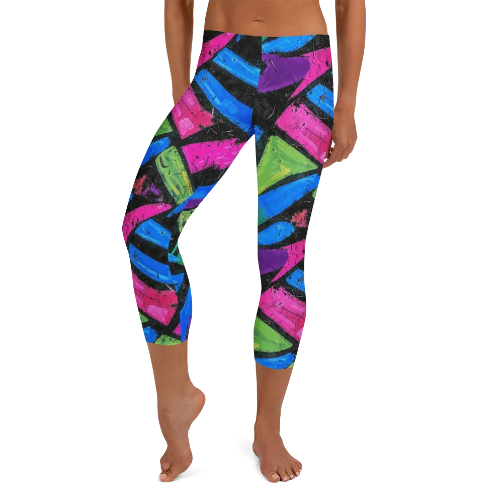 Neon Brushwork on Capri Leggings — Front