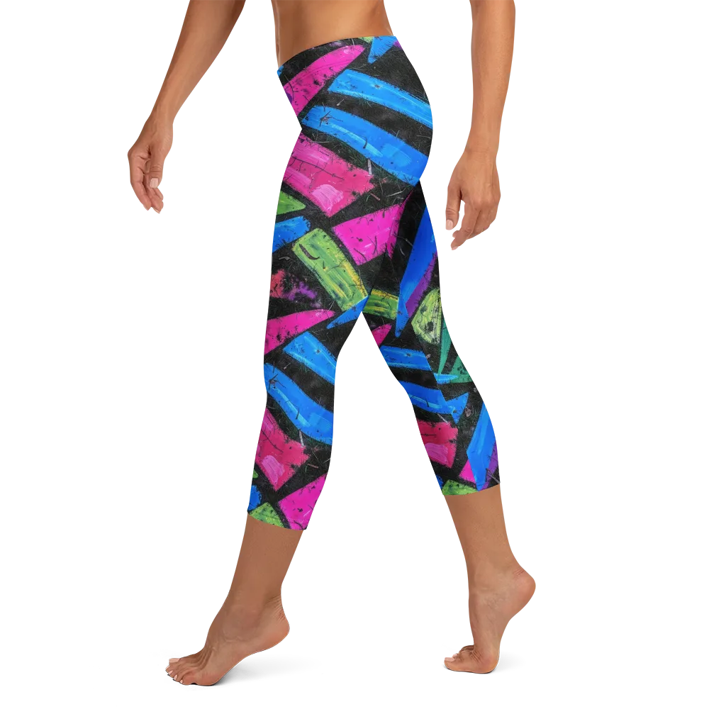 Neon Brushwork on Capri Leggings — Left