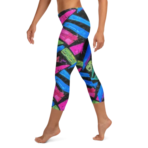 Neon Brushwork on a Capri Leggings