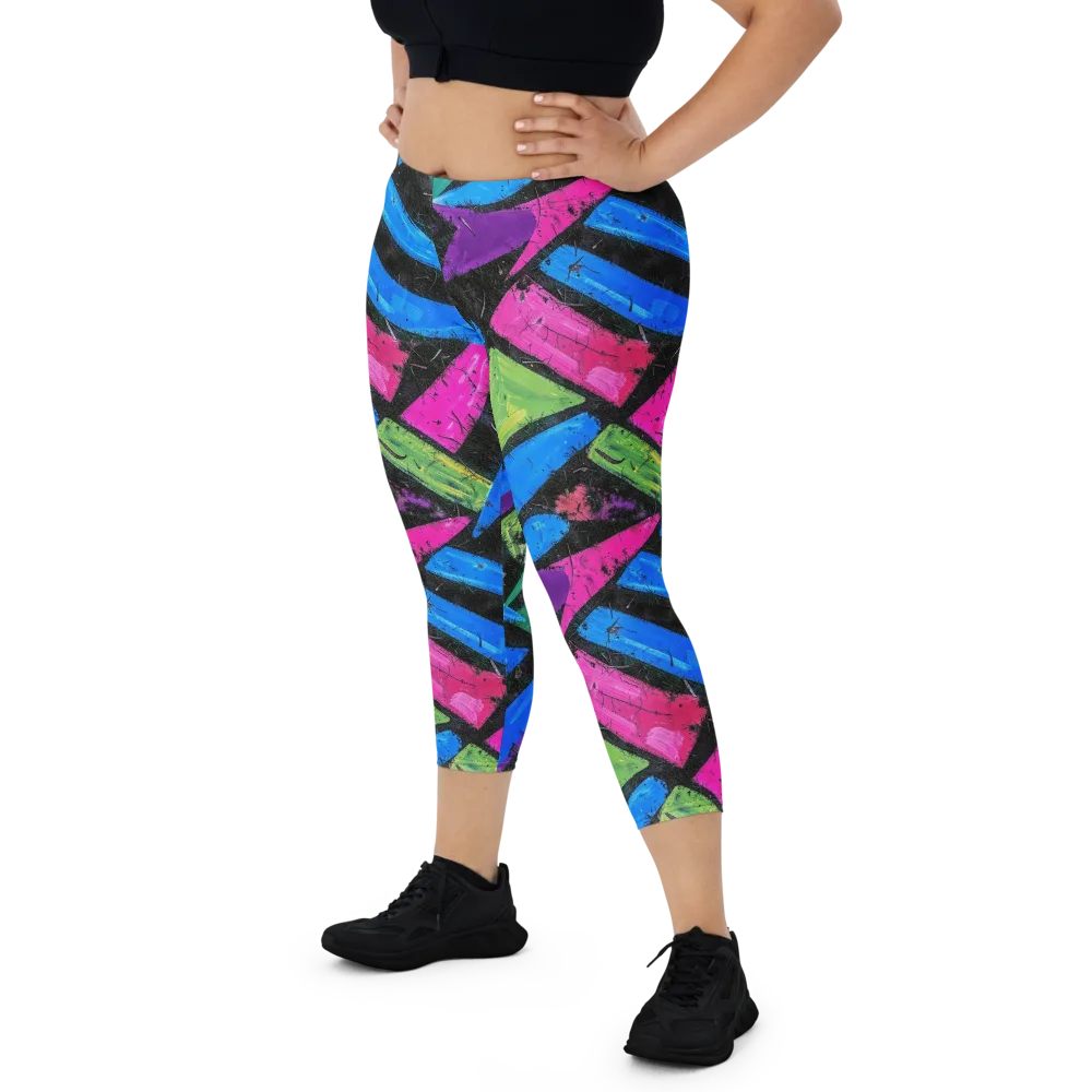 Neon Brushwork on Capri Leggings — Front