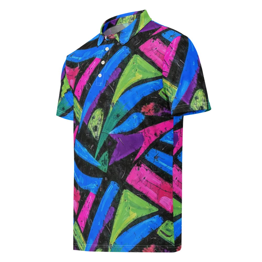 Neon Brushwork on Men's Slim Fit Polo Shirt — Left Front