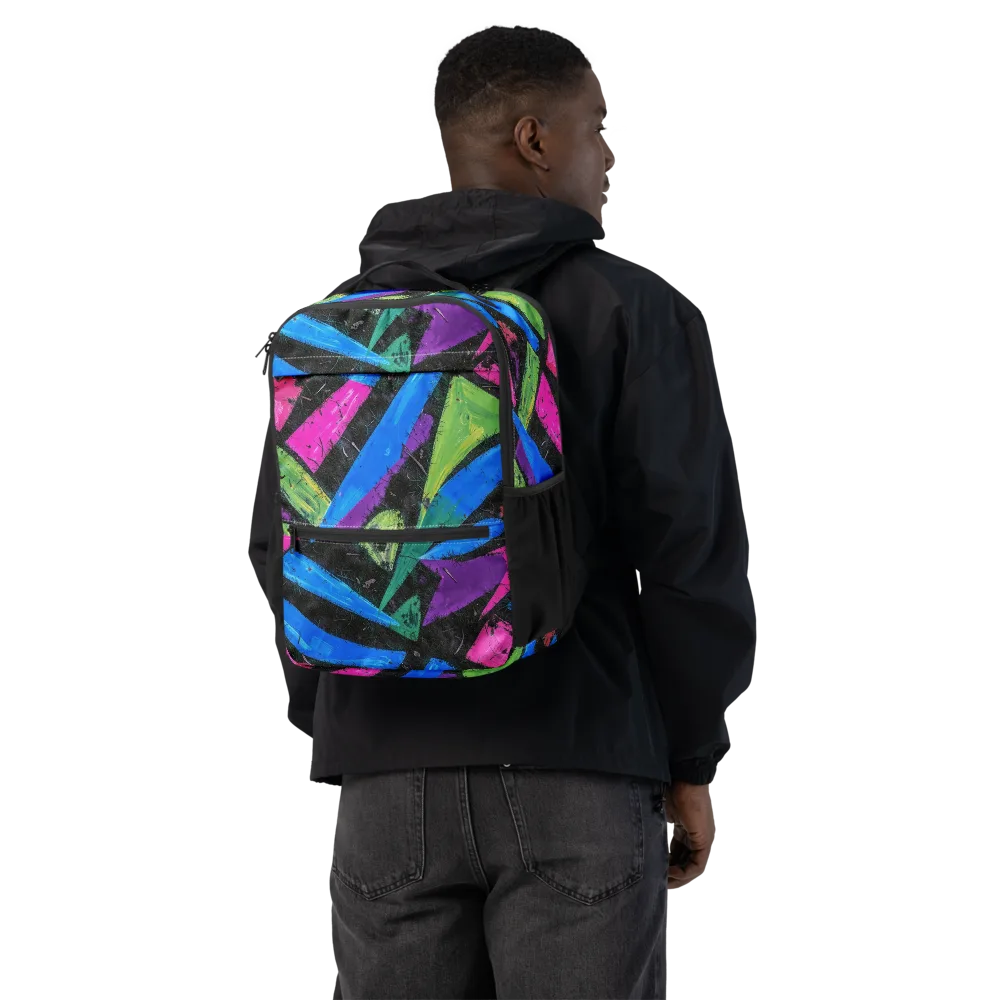 Neon Brushwork on Utility Backpack — Back