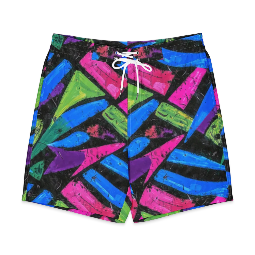 Neon Brushwork on Men's Board Shorts — Front