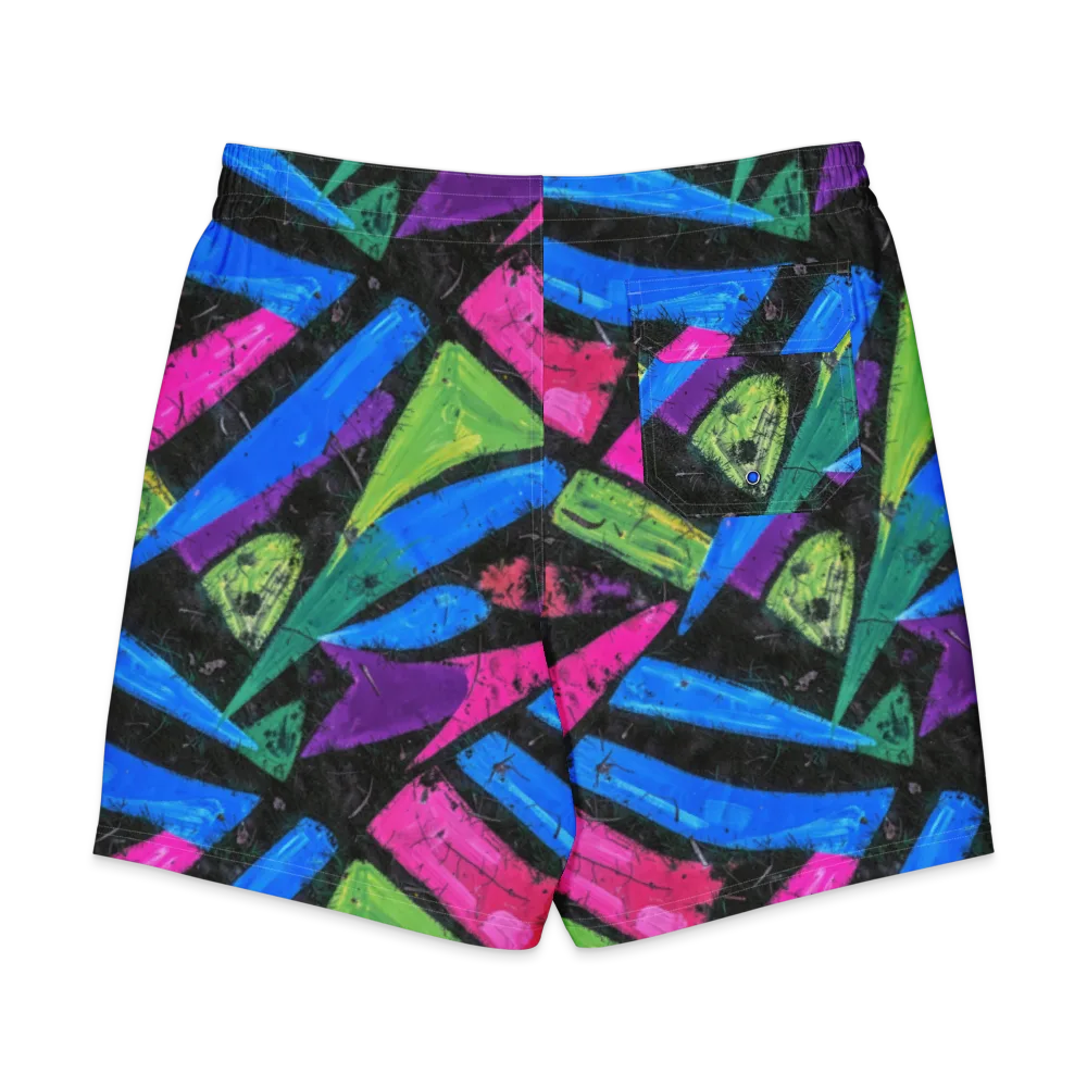 Neon Brushwork on Men's Board Shorts — Back