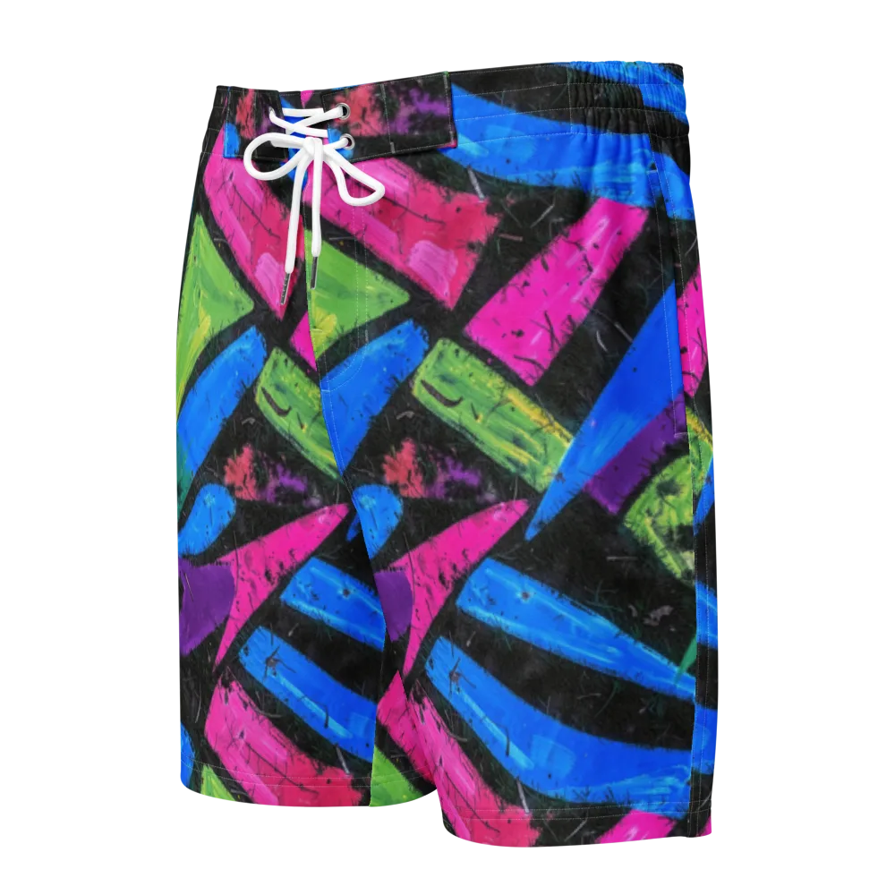 Neon Brushwork on Men's Board Shorts — Front