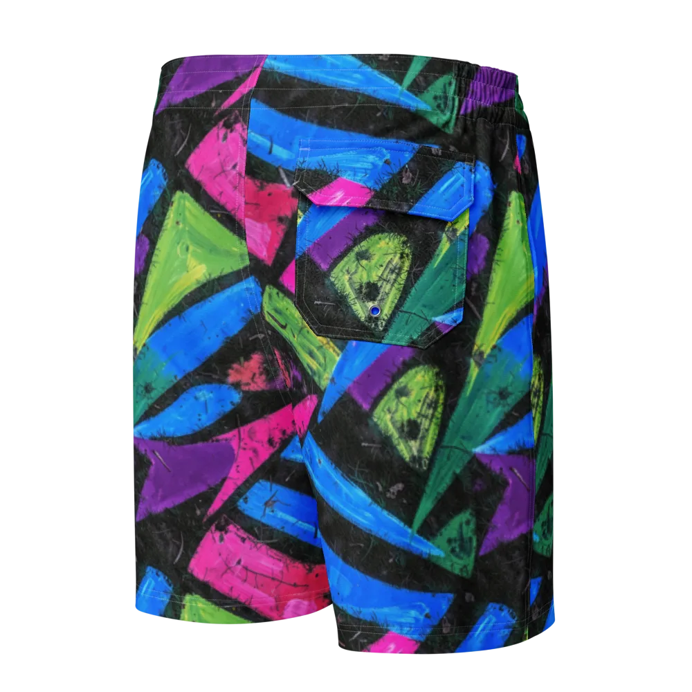 Neon Brushwork on Men's Board Shorts — Back