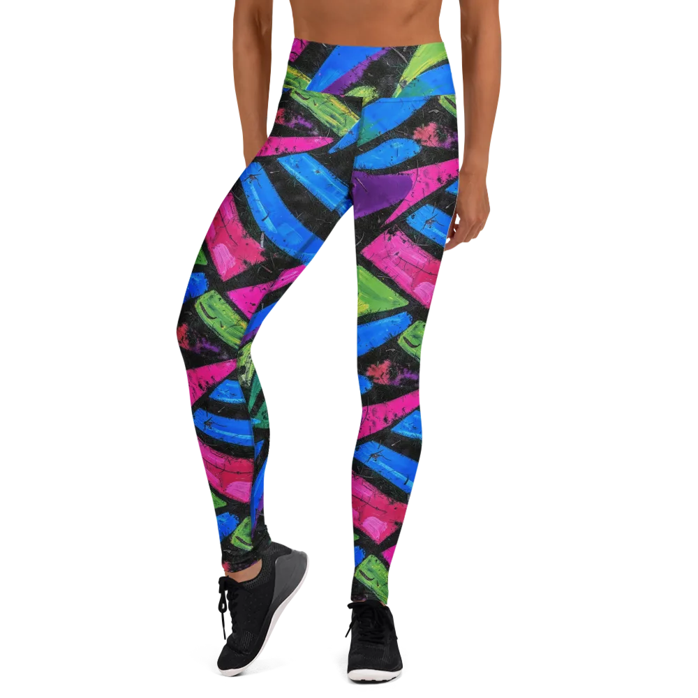 Neon Brushwork on Yoga Leggings — Front