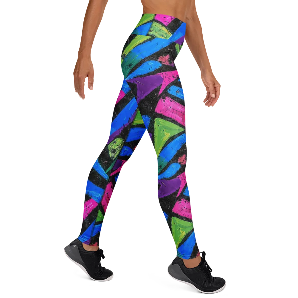 Neon Brushwork on Yoga Leggings — Right