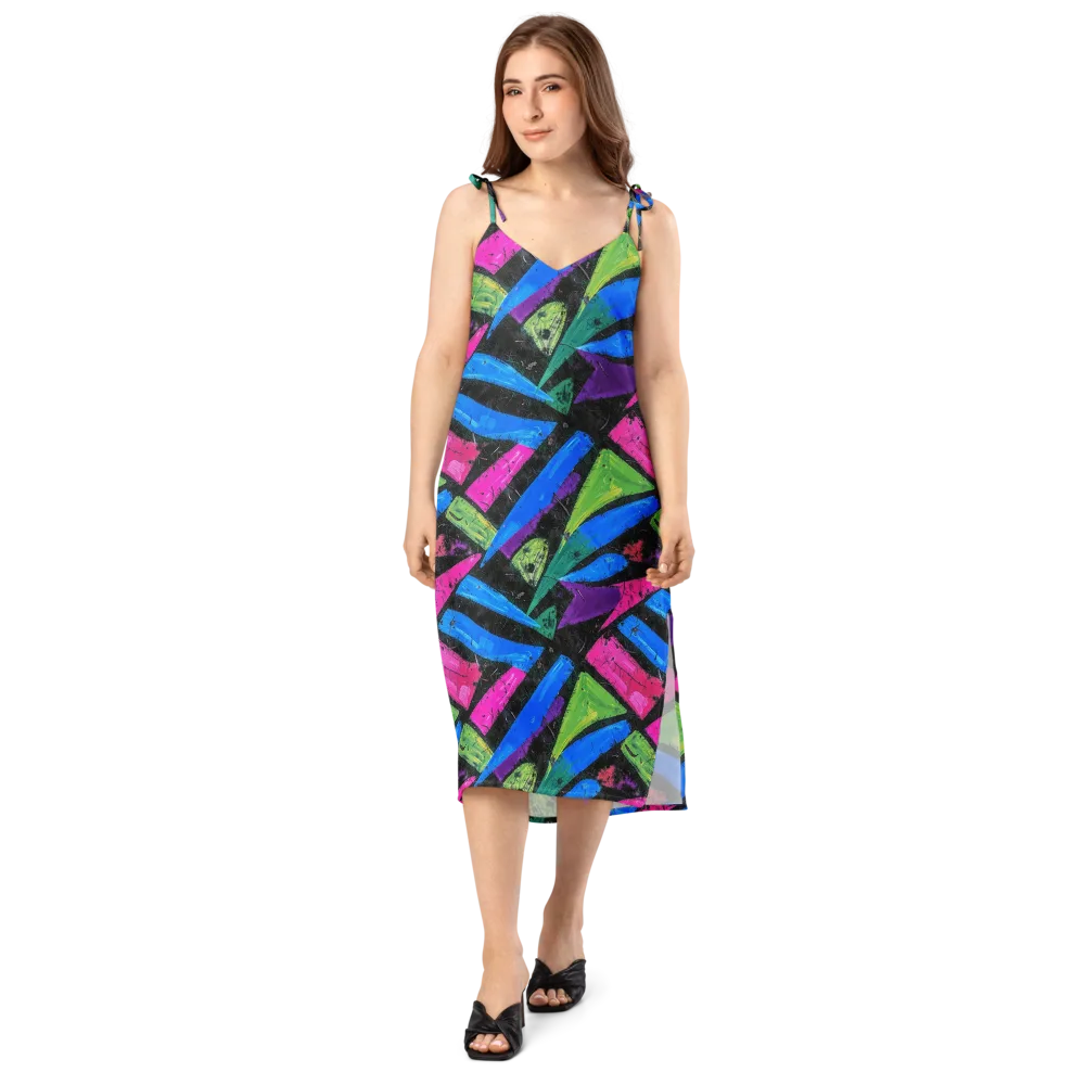 Neon Brushwork on Slip Dress — Front