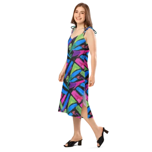 Neon Brushwork on a Slip Dress