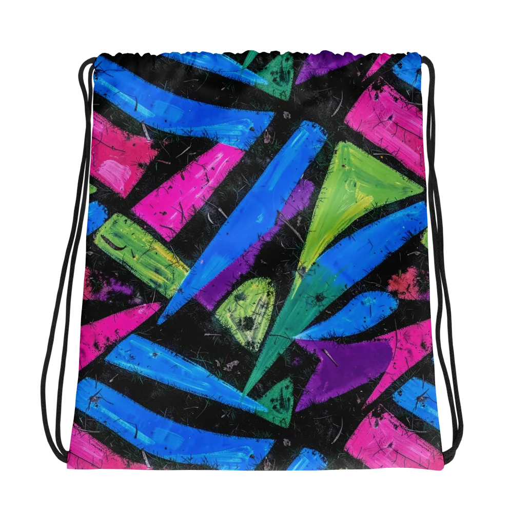 Neon Brushwork on Drawstring Bag — Photo