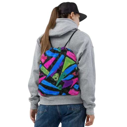 Neon Brushwork on a Drawstring Bag