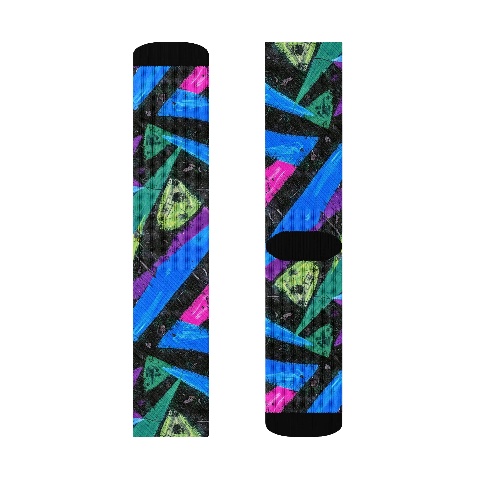 Neon Brushwork on Socks — Left Sock