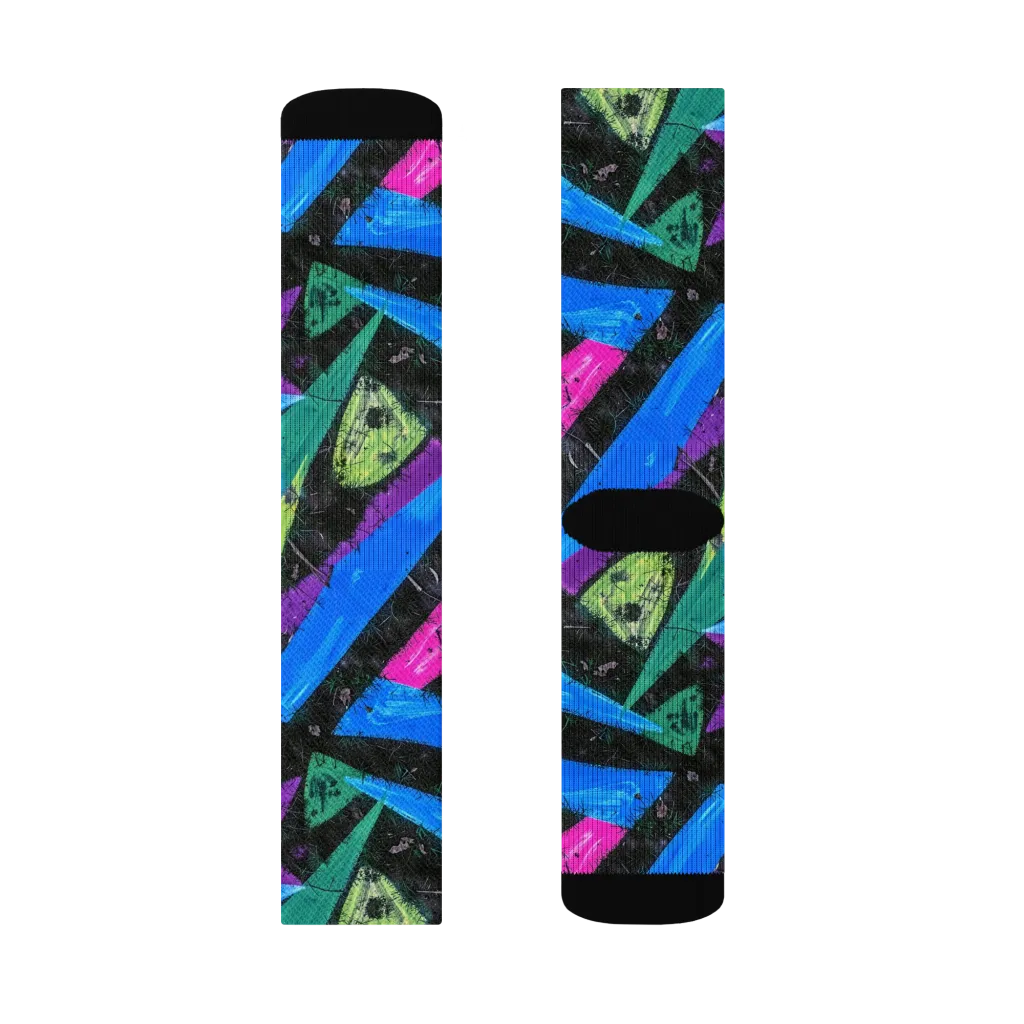 Neon Brushwork on Socks — Right Sock