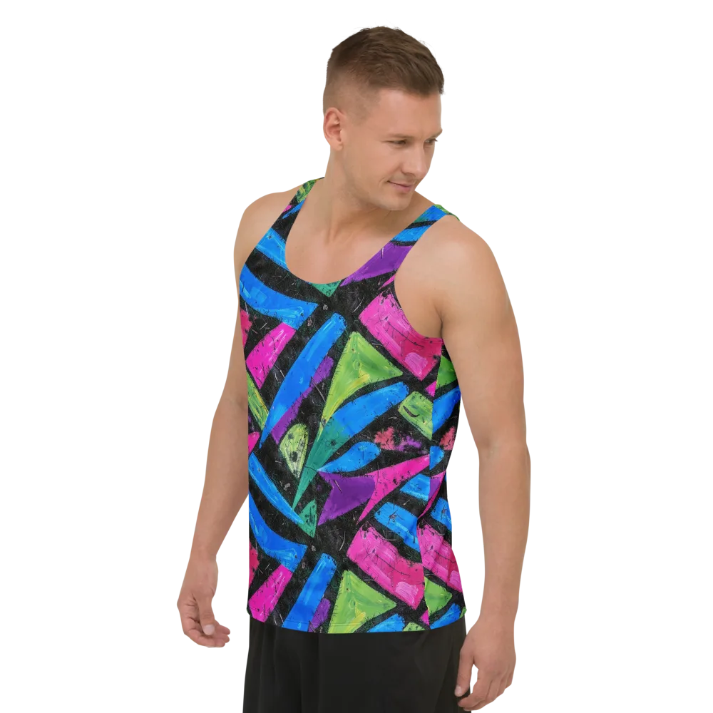 Neon Brushwork on Men's Tank Top — Left Front