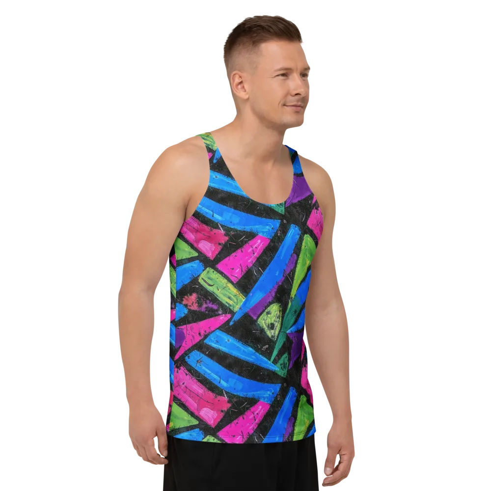 Neon Brushwork on Men's Tank Top — Right Front