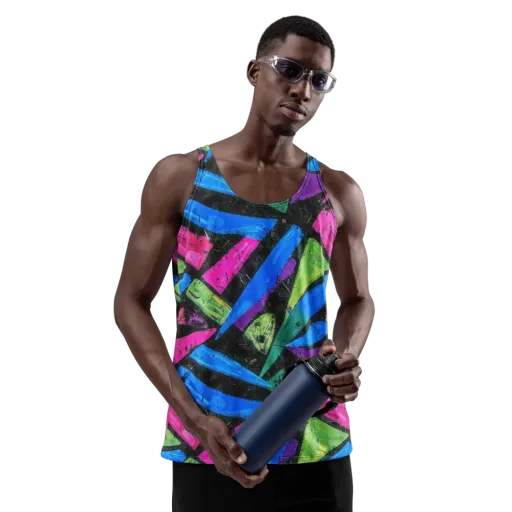 Neon Brushwork on a Men's Tank Top
