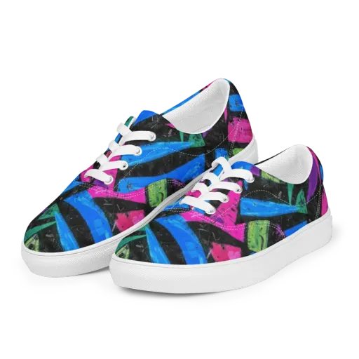 Neon Brushwork on a Men's Lace-Up Canvas Shoes