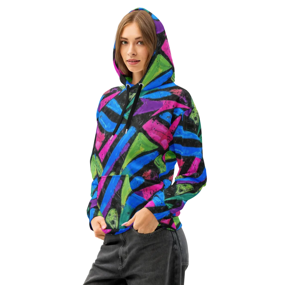 Neon Brushwork on Cotton Hoodie — Left Front
