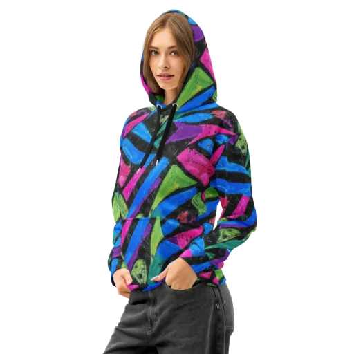 Neon Brushwork on a Cotton Hoodie