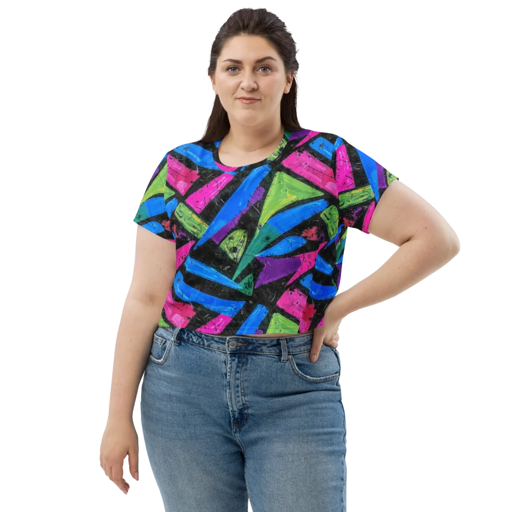 Neon Brushwork on Crop Tee — Front