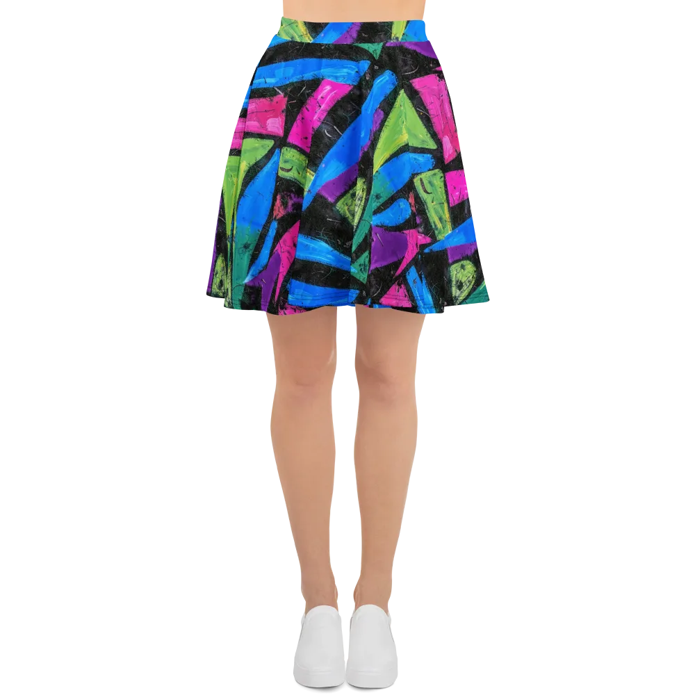 Neon Brushwork on Skater Skirt — Front