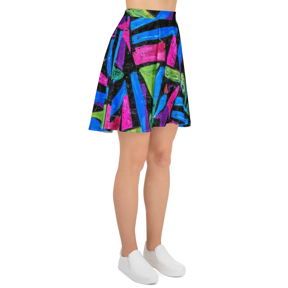Neon Brushwork on Skater Skirt — Right