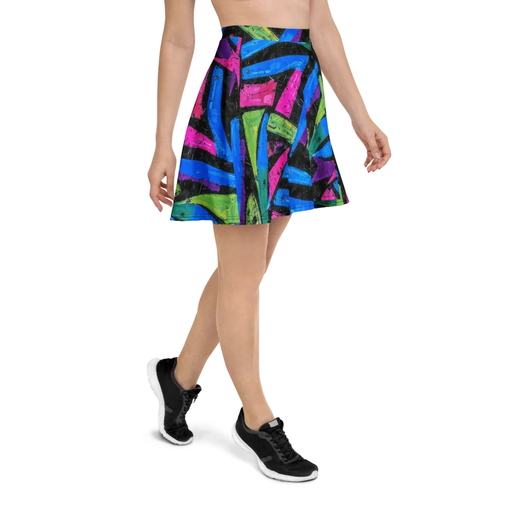 Neon Brushwork on Skater Skirt — Right