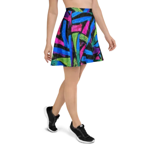 Neon Brushwork on a Skater Skirt