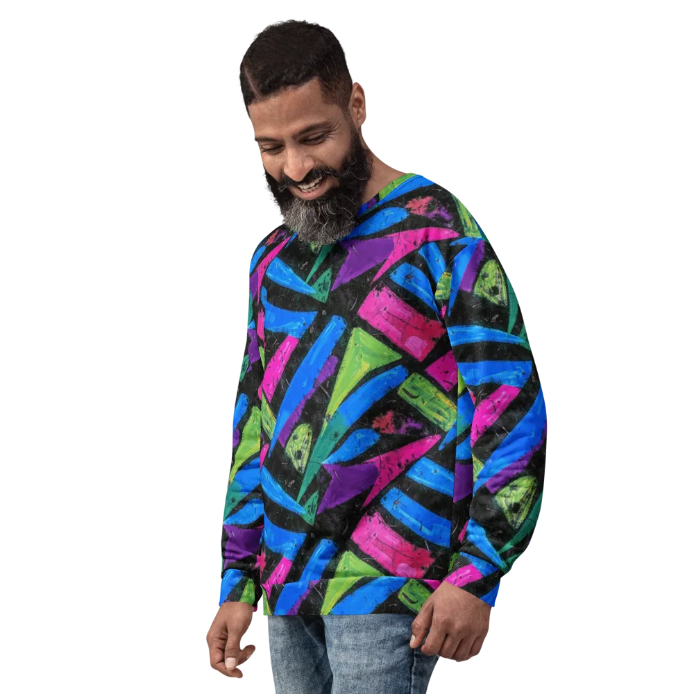 Neon Brushwork on Sweatshirt — Left Front