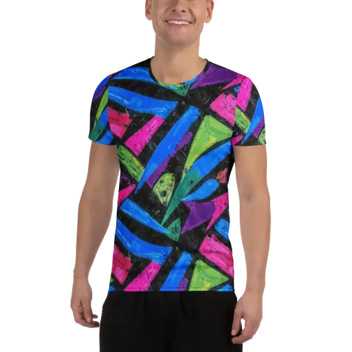 Neon Brushwork on a Men's Athletic T-Shirt
