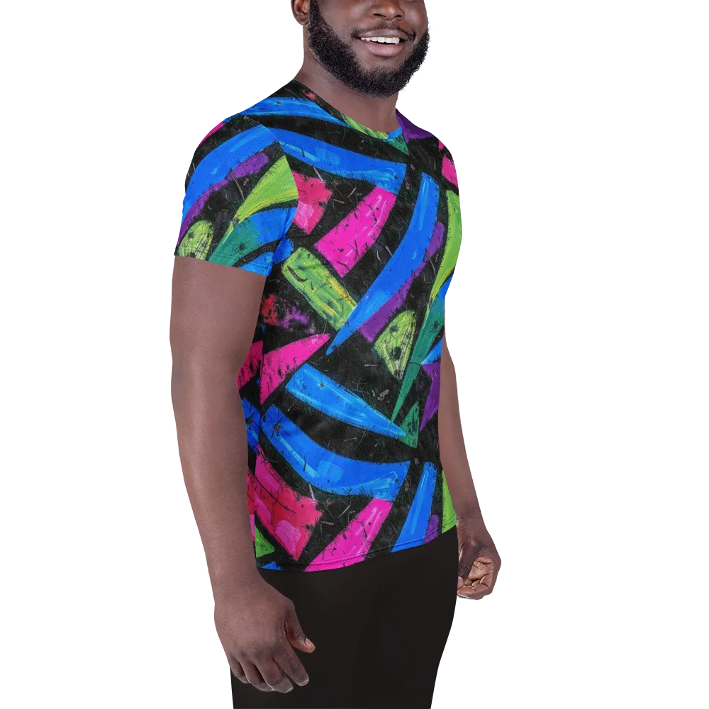 Neon Brushwork on Men's Athletic T-Shirt — Right