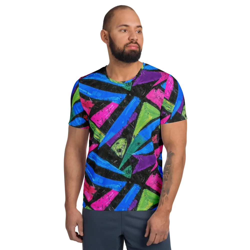 Neon Brushwork on Men's Athletic T-Shirt — Front