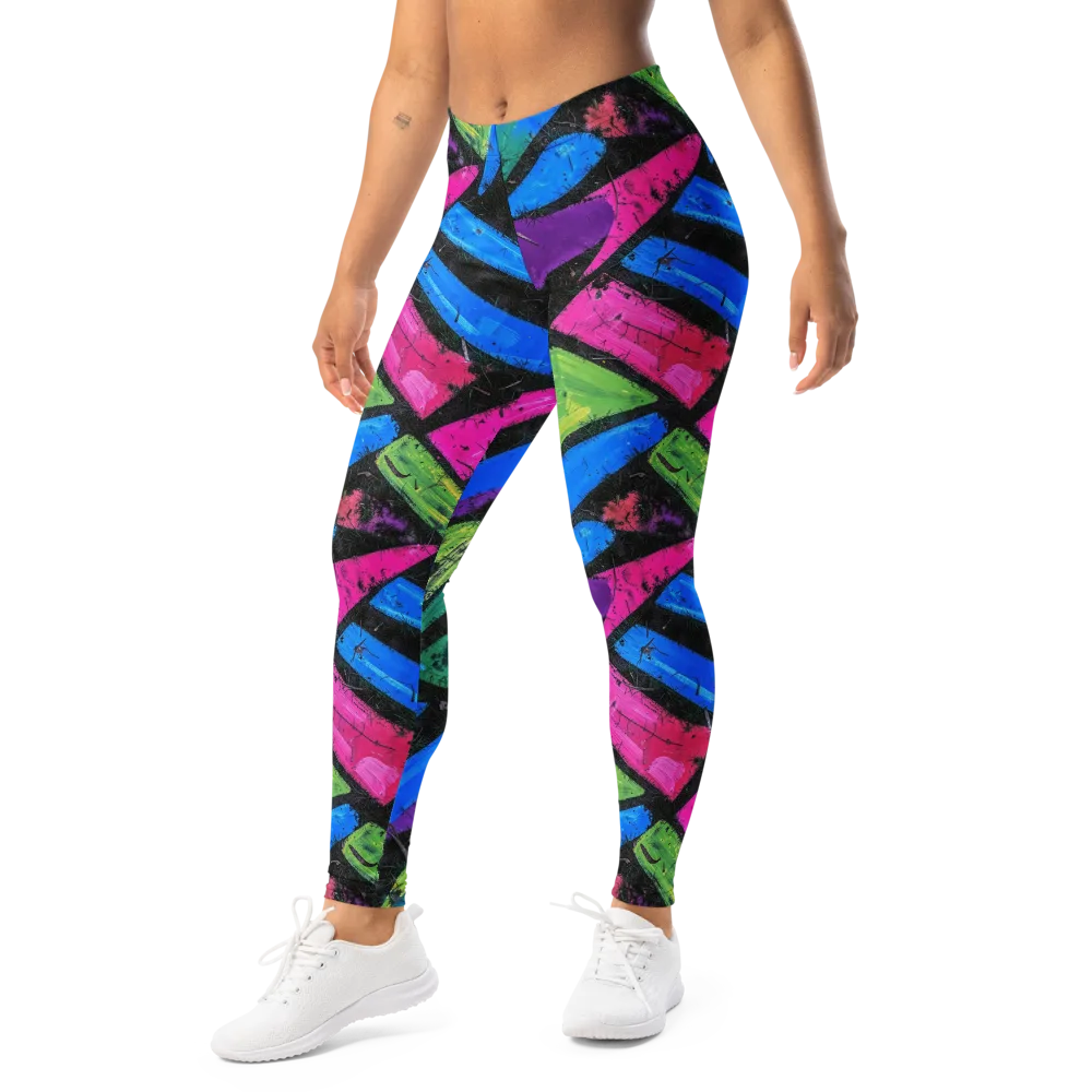 Neon Brushwork on Leggings — Left Front