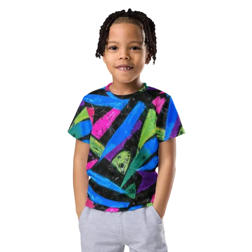 Neon Brushwork on a Kids Crew Neck T-Shirt