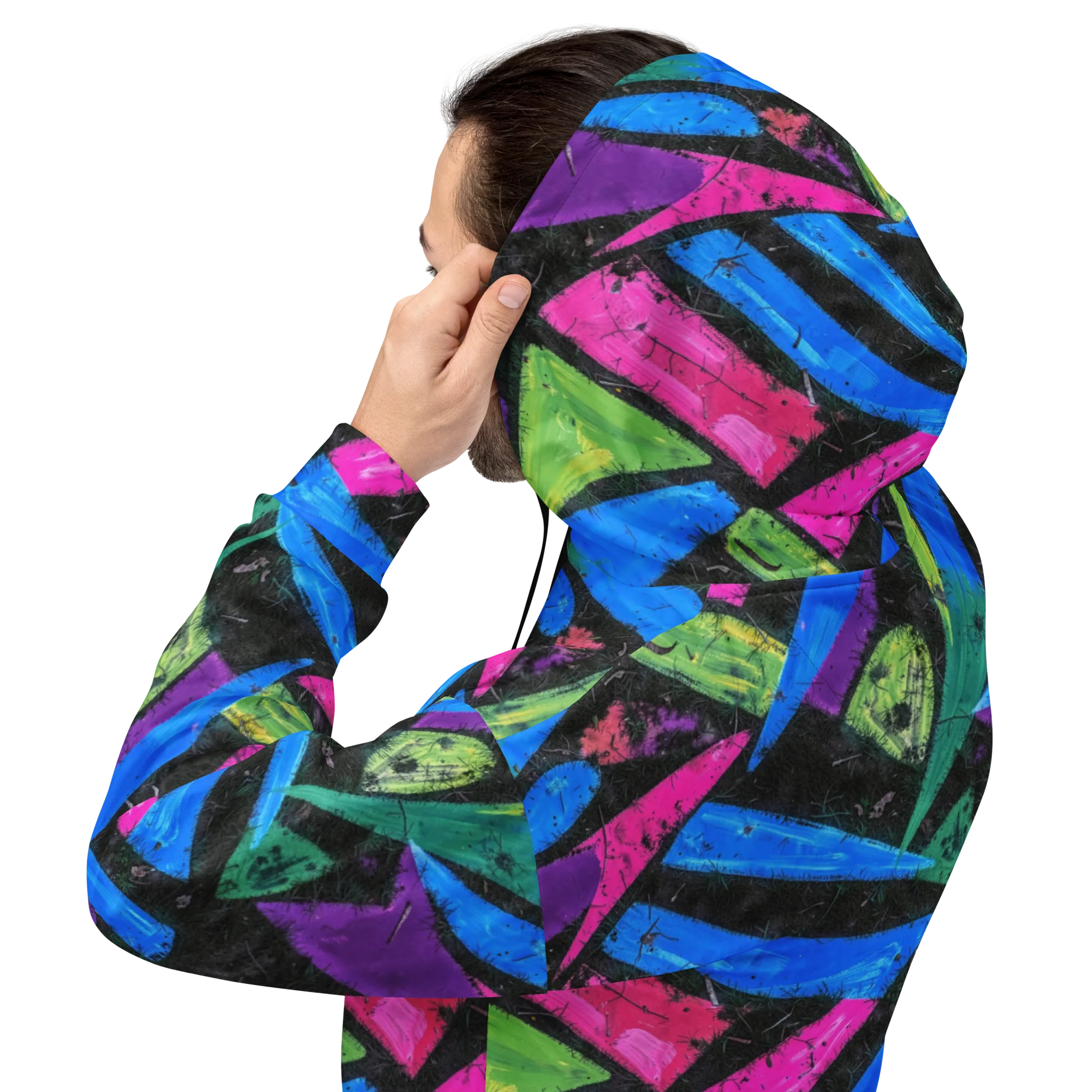 Neon Brushwork on Hoodie — Back