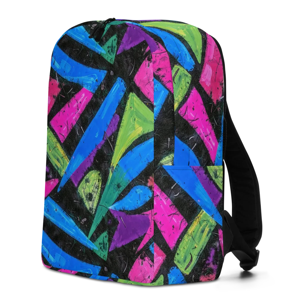 Neon Brushwork on Minimalist Backpack — Left