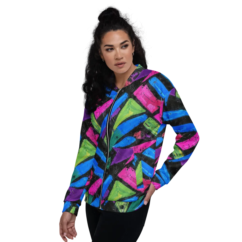 Neon Brushwork on Bomber Jacket — Left