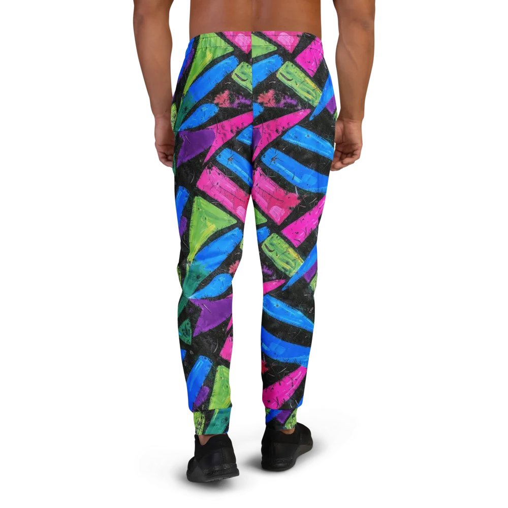 Neon Brushwork on Men's Joggers — Back