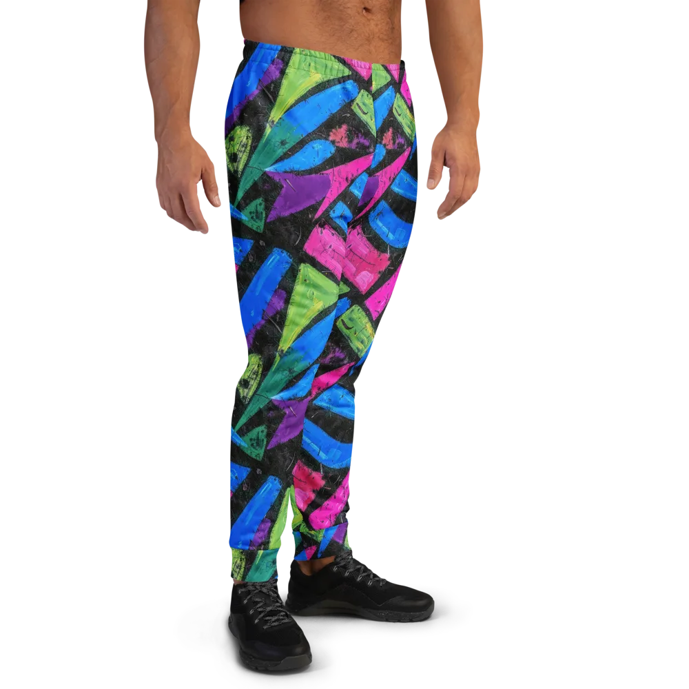 Neon Brushwork on Men's Joggers — Right