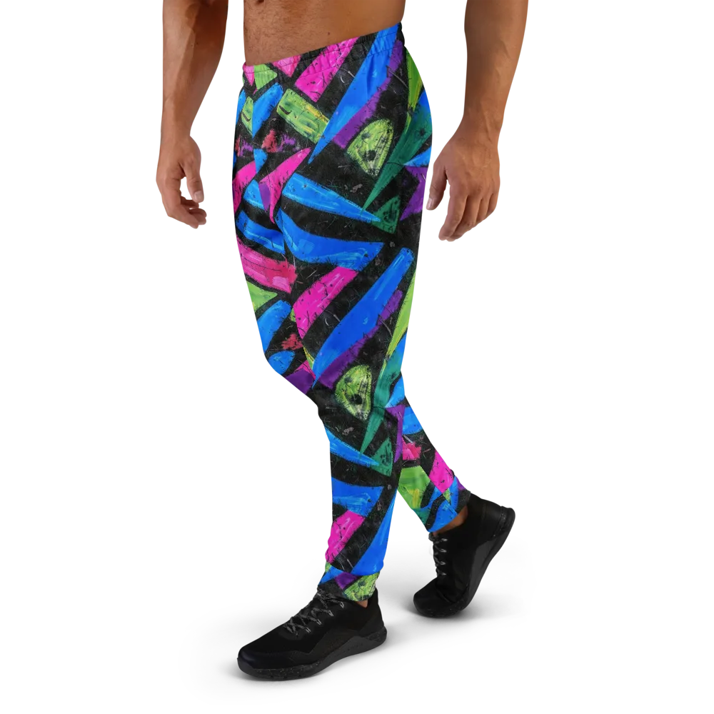Neon Brushwork on Men's Joggers — Left