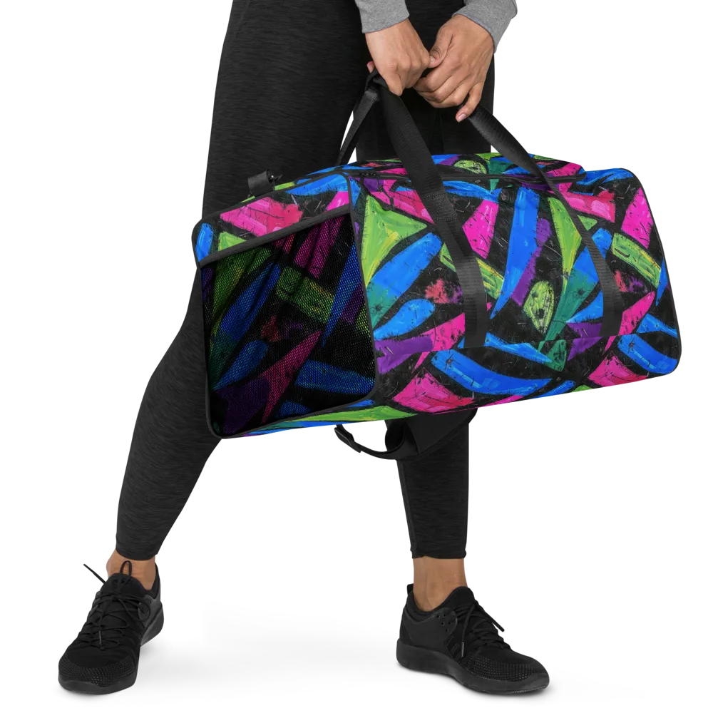 Neon Brushwork on Duffle Bag — Right Front