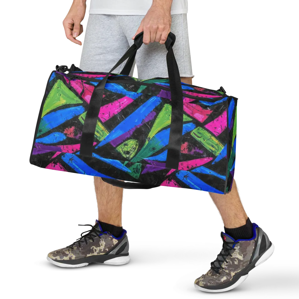 Neon Brushwork on Duffle Bag — Front