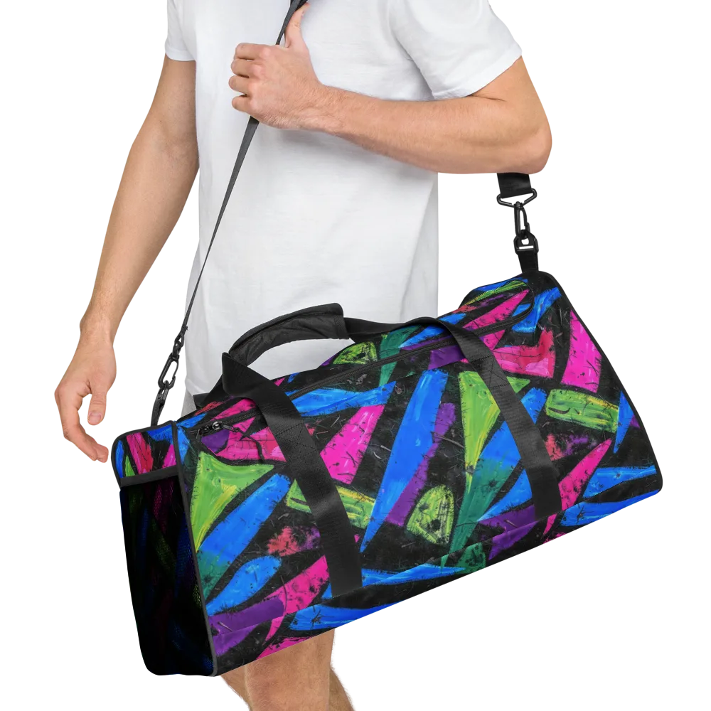 Neon Brushwork on Duffle Bag — Right Front